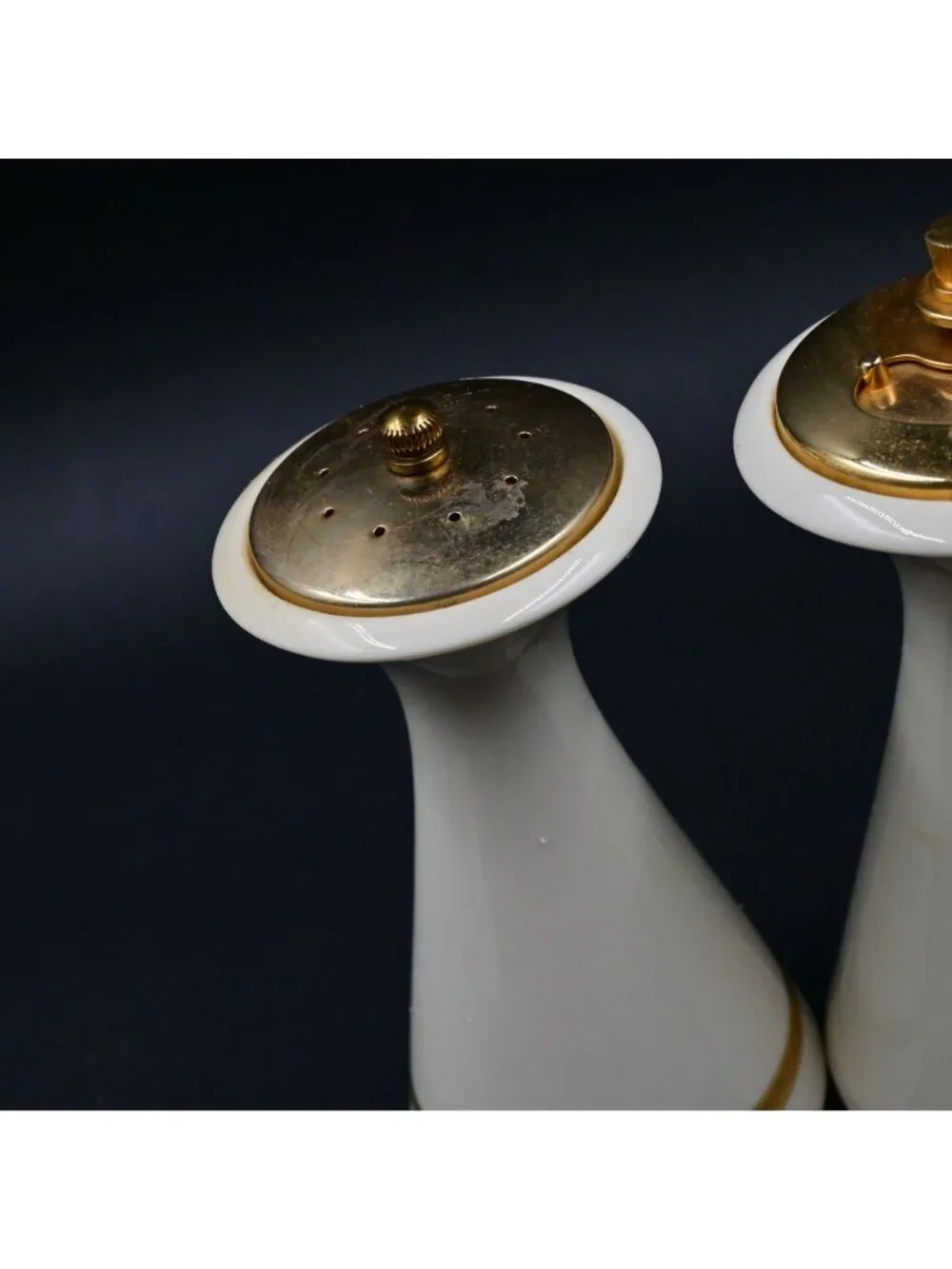 Lenox White Gold Rimmed Salt And Pepper Mill Grinder